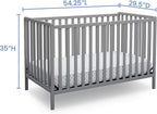 Delta Children Heartland 4-in-1 Convertible Crib - Greenguard Gold Certified, Grey