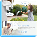 Hiseeu 2K 3MP PTZ Security Camera Outdoor,WiFi Camera, Auto Tracking&Light Alarm Floodlight & Color Night Vision,Two-Way Audio, Plug-in Cable,Compatible Wireless Camera System