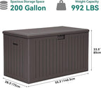 YITAHOME 200 Gallon Double-Wall Deck Box with Divider & Side Handles, Outdoor Large Storage for Patio Furniture Cushions, Garden Pool Accessories, Water Resistant & Lockable