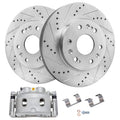 Detroit Axle - Front Brake Kit for Silverado Suburban Sierra Yukon XL 1500 Chevy Tahoe GMC Cadillac Escalade, Drilled & Slotted