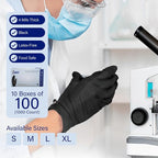 1st Choice Black Nitrile Gloves Disposable Latex Free - Exam Grade Black Gloves for Cooking, Medical, Dental, Cleaning - 4mil
