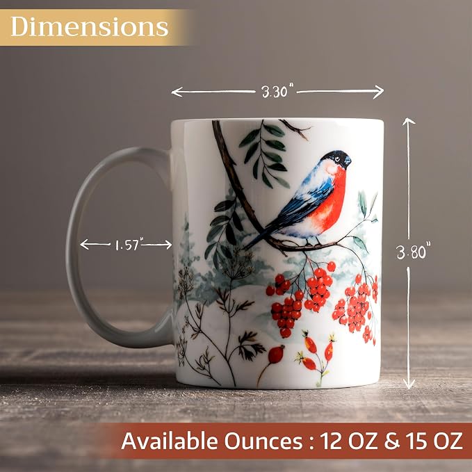 Maison d' Hermine Coffee Mug with Handles Tea Cups (15 Ounce, Pack of 2) | Fine Bone China Coffee Mugs for Hot Beverages Cappuccino Latte Home Restaurant Hotel Spring Summer -Morzine