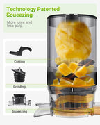 TUUMIIST Juicer Machines, Cold Press Juicer with 5.8" Extra Large Feed Chute Fit Whole Fruits & Vegetables Easy to Clean, High Juice Yield, BPA Free (Black)