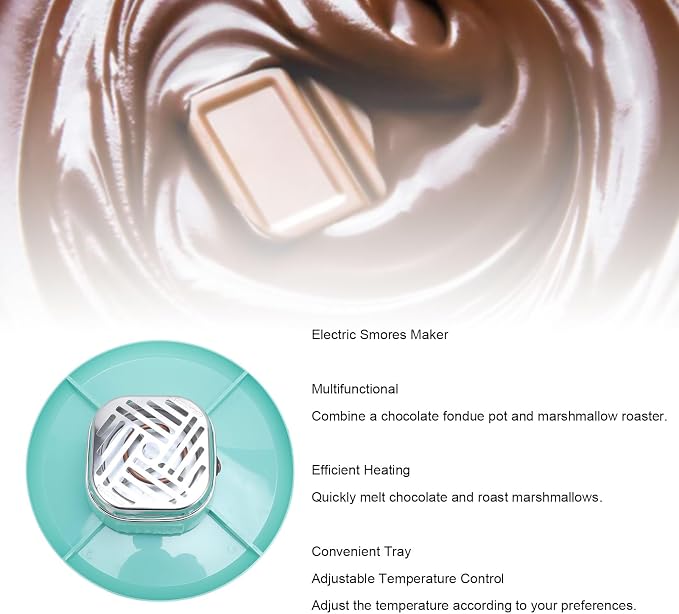 Indoor Electric Smores Maker, Tabletop Chocolate Marshmallow Roaster with 4 Detachable Trays and Adjustable Temperature Control for Party Gathering Dessert Station