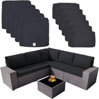 ClawsCover 11Pack Outdoor Seat and Back Cushions Replacement Covers Fit for 5-Seater 6Pieces Wicker Rattan Patio Furniture Conversation Set Sectional Couch Chairs,Dark Gray-Included Cover Only