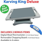 Karving King XL Deluxe Cutting Board - Spikes, Drip Tray & Meat Thermometer
