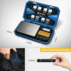 UNIWEIGH Digital Pocket Scale 200g/0.01g, Digital Gram Scale Precision | Mini Jewelry Scales digital weight grams with 50g Cal Weights for food,Jewelry,Coins,small items,(Battery Included)-Blue