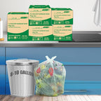 8-10 Gallon Flap Tie Compostable Trash Bags, 60 Count, Compost Bags Kitchen Trash Bags, Sturdy Biodegradable Garbage Bags Food Scrap Waste Bags, ASTM D6400, US BPI Certified