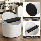 Espresso Knock Box Large Capacity - 15 Pucks Coffee Knock Box with Barista Towels, Removable Knock Bar & Non-Slip Base, Steel Coffee Puck Bin for Home, Espresso Accessories, White