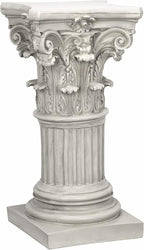 Design Toscano Corinthian Pedestal Column Plant Stand, Medium 29 Inch Tall, Cast Stone Resin, Antique Stone Finish