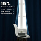 Extra Wide 100% Blackout Linen Textured Curtains - Room Dividers, W150 x L108 (1 Panel), Pinch Pleat Drapes for Living Room, Full Light Block Out Drapery for Sliding Door, Blue