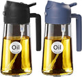 YARRAMATE 2Pcs 16oz/470ml Glass Olive Oil Sprayer for Cooking with Stickers, 2 in 1 Oil Dispenser for Kitchen Gadgets, Food Grade Premium Spray Bottle with Portion Control for Salad, BBQ (Black&Navy)