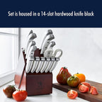 Henckels Statement 15-Pc Knife Set, Razor-Sharp, German Engineered, White | Informed by 100+ Years of Mastery. Dishwasher safe, Comfortable Grip Ideal for Everyday Cooking. High Quality Stainless Steel