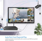 Hiseeu Black Wireless Security Camera System, 10CH 4K NVR 8Pcs Outdoor/Indoor WiFi Surveillance Camera 5MP with Night Vision, Waterproof, Motion, 1-Way Audio, Remote Access, 3TB HDD, DC12V Power Cord
