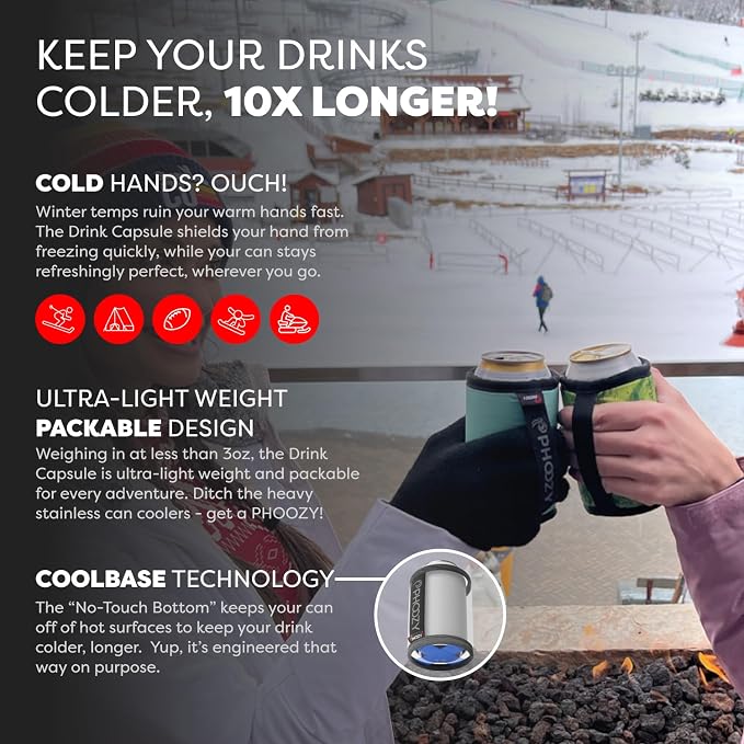 PHOOZY Insulated Can Cooler for 12 oz Cans - Patented Drink Sleeve with NASA-Inspired Technology - Keeps Beer, Soda & Sparkling Water Cold Longer - Lightweight Outdoor Can Holder - Space White