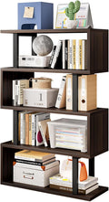 Bookshelf geometric bookcase S Shaped industrial bookshelf Storage Display Stand Shelf for Living Room Bedroom and office Room (Black, 4 Tier)