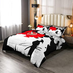 Erosebridal Samurai Comforter Set Twin Size, Sunset Print Down Comforter, Japan Quilted Duvet, Building Silhouette Breathable Quilt Set, Japanese Ukiyoe Bedding Set, Ultra Lightweight