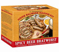 Hi Mountain SPCIY BEER BRATWURST Kit | Makes up to 24 lbs | Complete bratwurst seasoning kit with cure, natural hog casings & directions. Perfect for pork, beef, venison, deer, & elk