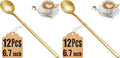 12 Pcs Coffee Spoons Set, 6.7" Gold Tea Spoons Long Handle, Gold Small Teaspoons, Stainless Steel Espresso Spoon, Long Spoon for Stirring, Coffee Bar Accessories (Pack of 2)