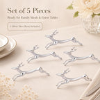 ChezMax Pack of 5 Zinc Alloy Chopsticks Spoon Forks Knives Tableware Rest Set, Silver Deer