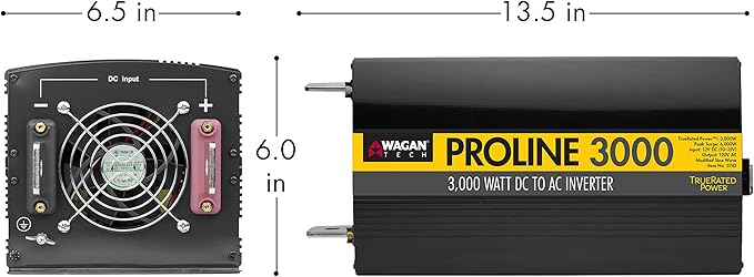 Wagan EL3742-4 24V 3000 Watt Power Inverter with Remote Control 6000 Watt Surge Peak Power Converter for Home RV Camping Van Life Off Grid