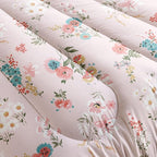 Floral Comforter King Size,Pink Floral Kids Comforter Set,3Pcs Bedding Set Printed Comforter with 2 Pillowcases,Down Alternative,Soft and Lightweight,for All Seasons