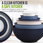 Zulay Kitchen 12 Piece Plastic Mixing Bowls with Leak-Proof Lids Set - Microwave and Freezer Safe Kitchen Mixing Bowls for Preparing, Serving and Storing - Large Nesting Bowls (Navy Ombre)