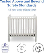 Delta Children Emery Mini Convertible Baby Crib with 2.75-inch Mattress, Bianca White