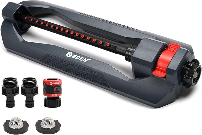 Eden 96213 Lawn & Garden Essential Oscillating Sprinkler | Water Sprinkler for Yard,Covers up to 3,600 sq. ft., Heavy Weight Base