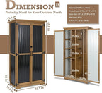 Outdoor Storage Cabinet Waterproof with Shelves, Small Storage Shed, Vertical Tall Patio Backyard Garden Storage Cabinet Tool Organizer for Outside