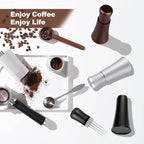 WDT tool, Espresso Distribution tools, 10 x 0.35mm 304 Stainless Steel Needles Installed with 10 Extra needles for Espresso Stirrer Replacement, Aluminum Alloy Handle with Stand (Matte Brown)