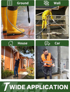3/8" 4800PSI Pressure Washer Hose 200FT with Swivel Quick Connect for Cold/Hot Water Max 248°F, Kink Resistant Steel Wire Braided, Wear Resistant Power Washer Hose with M22 14mm Adapter