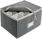 Richards Homewares Micro Fiber Deluxe Twelve Section Stemware Chest-Grey (7093)