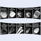Stainless Steel Kitchen Utensils 13 PCS All Metal Set for Cooking | Food-grade 304;Dishwasher Safe;Made To Last;Meets All Needs;Great Choice for Gifts
