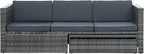 Modular Rattan Outdoor Sectional Furniture, Wicker Conversation Patio Sets with Plywood Coffee Table and Lounger Sofa for Backyard, Dc-Dark Gray