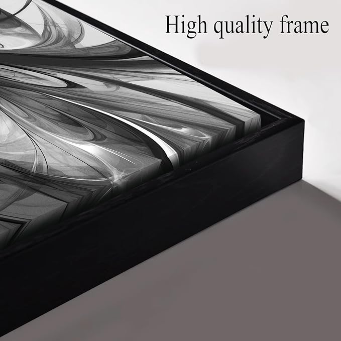 Large Abstract Canvas Wall Art for Living Room Black and White Wall Decor for Office Black Framed Wall Art 29 x 58 Inch