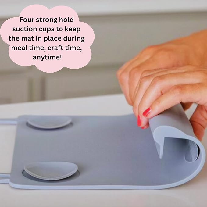 Silicone Placemat with Table Edge Bumper for Baby Toddler Suction Cup Safety Mat (Sage Green)