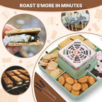 Electric Smores Maker - Indoor Smores Kit with 4 Detachable Trays, 4 Stainless Steel Forks - Flameless Smores Maker Tabletop Indoor Kit (Green)