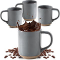 HASENSE Coffee Mugs, 12 OZ Coffee Cups Ceramic Set of 4 with Handle and Speckled Patterns for Man Woman, Vintage Stoneware Porcelain Coffee Cups Set for Tea, Cocoa, Milk, Latte and Cappuccino - Gray