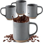 HASENSE Coffee Mugs, 12 OZ Coffee Cups Ceramic Set of 4 with Handle and Speckled Patterns for Man Woman, Vintage Stoneware Porcelain Coffee Cups Set for Tea, Cocoa, Milk, Latte and Cappuccino - Gray