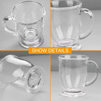 Accguan 15oz/450ml Glass Coffee Mugs with Handles Set of 6 | Clear Coffee Cups with Handle, Iced Drink Cup perfect for Latte, Cappuccino, Espresso Coffee, Tea and Hot Beverages