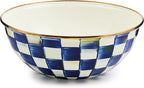MACKENZIE-CHILDS Enamel Everyday Bowl, Serving Bowl for Entertaining, Medium, Blue-and-White Royal Check, Set of 1