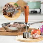 Stainless Steel Meat Chopper & Masher, Ground Beef Chopper Tool | Heavy Duty 6 Curve Blades, Heat Resistant Meat Masher, Hamburger Smasher & Multi-Use Kitchen Tool