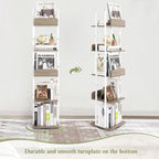 Bikoney Bookshelves 5-Tier, Rotating Bookshelf Tower for Corner, Small Bookcase, Tall Industrial Bookshelf, Narrow Bookshelf, Wood and Metal White