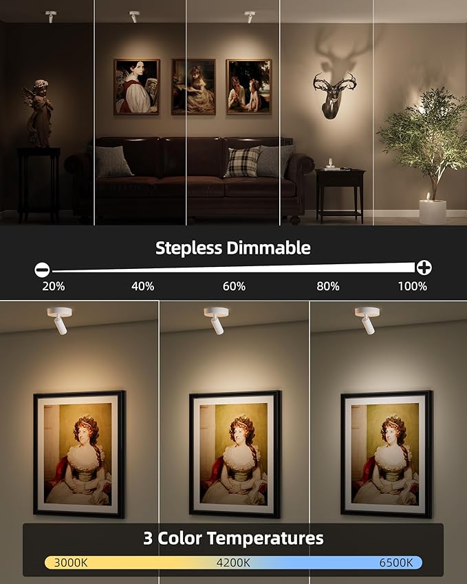 EZVALO Battery Powered LED Spotlight Indoor, Wireless Picture Lights with Remote,5500mAh Rechargeable Mini Display Light, Uplighting Indoor for Artwork Tree Painting Portrait (white-1Pack)