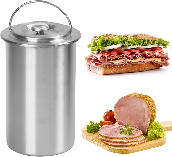 Stainless Steel Ham Maker Meat Press Cooker for Making Healthy Homemade Deli Meat with Thermometer - Kitchen Bacon Pressure Cookers Boiler Pot Pan Stove