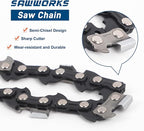 SawWorks 3-Pack 8 Inch Pole Saw Chain SW-R34, 3/8" LP Pitch - .043" Gauge - 34 Drive Links, Compatible with DeWalt 20V DWO1DT608, DCPS620, DCCS623B, DCCS623L1, Craftsman CMZCSC8, CMCCSP20 and More