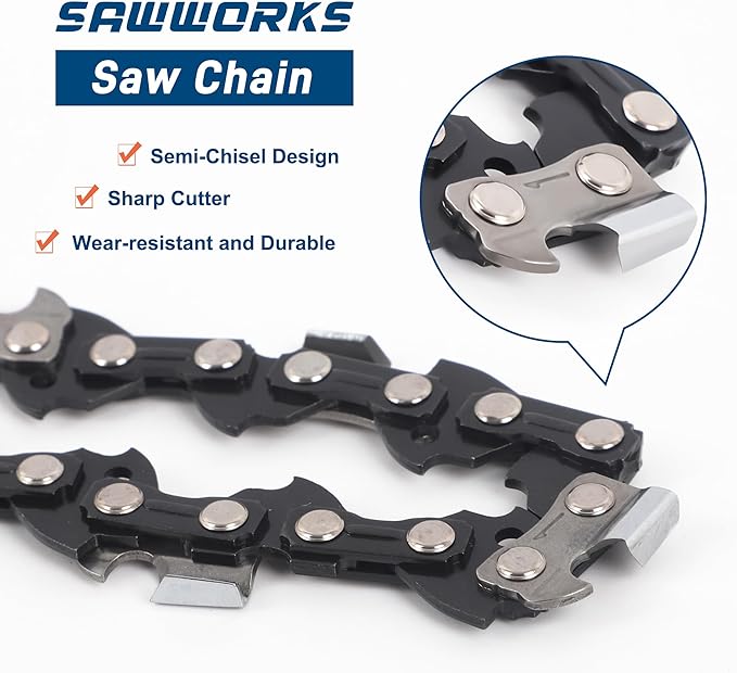 SawWorks 3-Pack 20 Inch Chainsaw Chain, 3/8" Low Profile Pitch .050" Gauge 69 Drive Links Fits EGO AC2005, CS2000, CS2005 and More