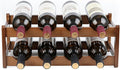 Bamboo Wine Rack, Walnut Finish 2-Tier Freestanding Storage Shelf, Holds 8 Bottles, Space Saving Countertop Cabinet Organizer for Basement, Kitchen, Pantry, Dining Room, Bar
