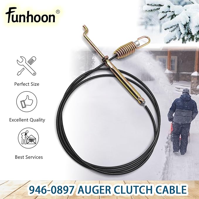 946-0897 Auger Clutch Cable for MTD, Yard Machine, Troy-Bilt, Cub Cadet, Craftsman Snow Blowers Replaces 946-0897A 746-0897 746-0897A